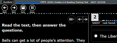 Sample question with the color contrast reversed, so that the interface is black and the text is white.