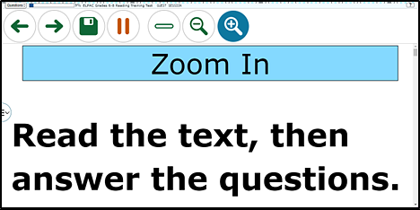 Sample question with the streamline designated support using zoom; test options appear in simplified form, with a dialog box providing a simple definition of the selected tool's use.