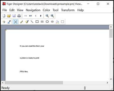 Tiger designer window displaying a preview of the content to be embossed.