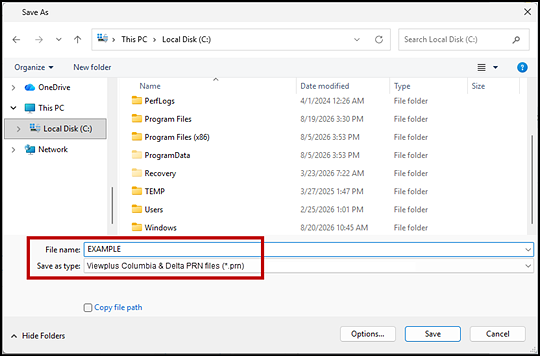 Save As window displaying the Save As Type menu at the bottom along with Save and Cancel buttons. The File name and Save as types fields are indicated.
