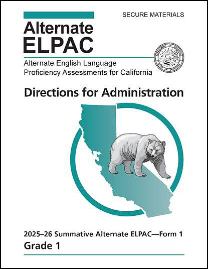 Summative Alternate ELPAC 2025–26 DFA form 1 for grade one cover.