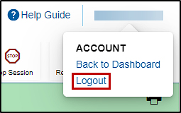 Name drop-down list with the Logout option indicated.