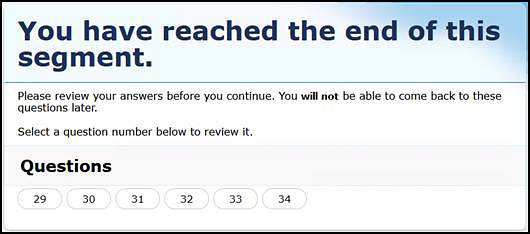 Sample End Segment screen with six questions.