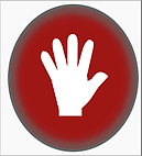 White hand within a red circle