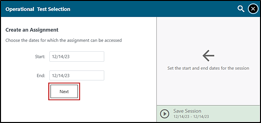 Test Administration screen with the Upcoming Session tab and the Schedule a Session button indicated.