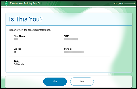 Is This You? screen in the student interface, followed by sample student information.
