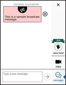 Remote widget displaying what a message from the test administrator looks like.