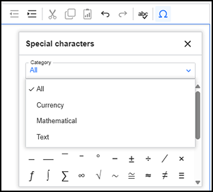 Special characters window.