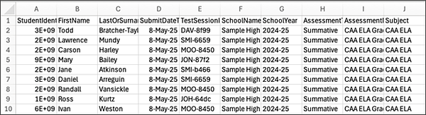 CSV file downloaded.