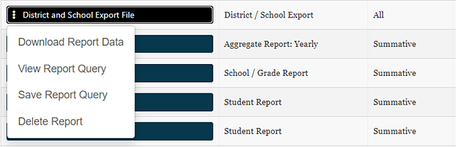 Screenshot of Custom Aggregate Report for District and School Exports.