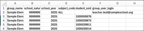 Example Student Group File.