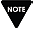 Inverted black triangle with NOTE written in white his symbol indicating the stopping marker for a specific domain.