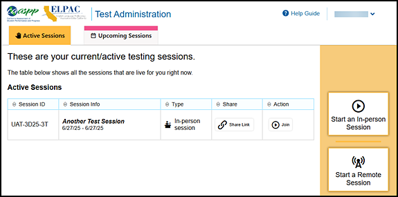 Active Sessions tab with Start a New Session Now button.