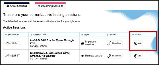 Active Sessions tab with the Join button indicated.