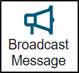 Megaphone with the word 'broadcast message' directly under it.