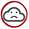 Red circle around a cloud with a sad face