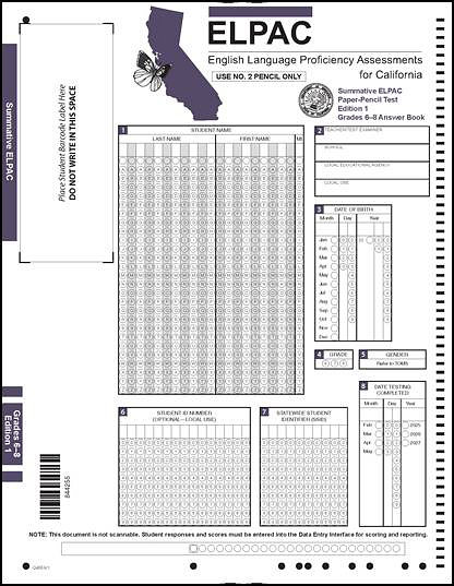 Sample cover of an Answer Book for grade span six through eight.