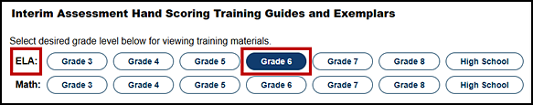 Training Guides and Exemplars links for Smarter Balanced Interim Assessments for ELA and mathematics.