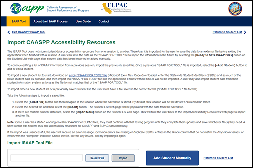 Import Accessibility Resources screen.