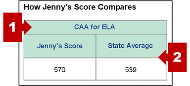 The section on an SSR with the score comparisons table and callouts pointing to the content area and comparisons section.