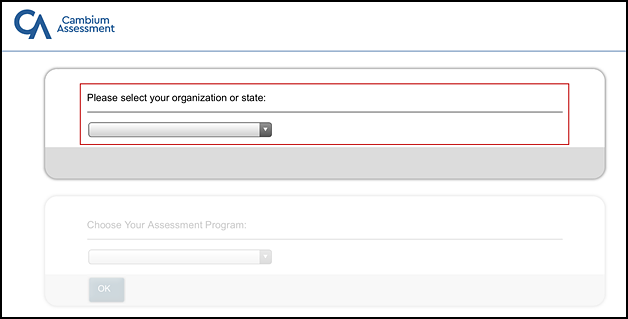 Please select your organization or state drop-down list indicated in the Launchpad