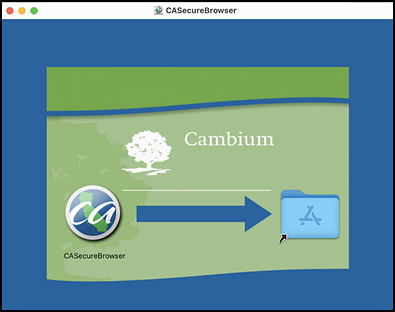 The contents of the CASecureBrowser folder showing the CASecureBrowser icon and the letter-A folder.