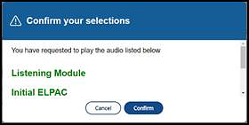 Confirm you selections pop-up box with Cancel and Confirm buttons.