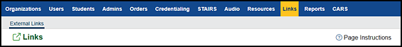 Links navigation tab.
