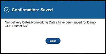 “Confirmation: Saved” Pop-Up Message.
