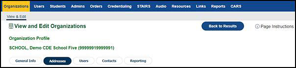 Addresses navigation tab.