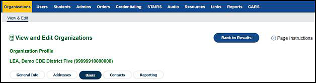 Users tab navigation.