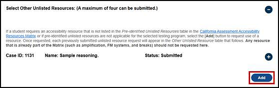 Select Other Unlisted Resources with the Add button indicated.