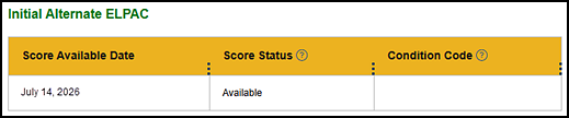 Initial Alternate ELPAC Score Settings table.