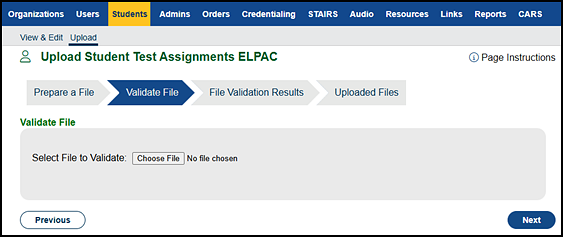 Validate File progress step.