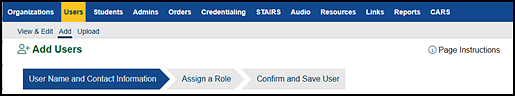 Add Users navigation.