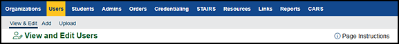 Users navigation tab.